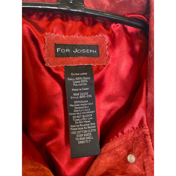 For Joseph Red Burgundy Suede Button Closure Lightweight Women’s Jacket Sz Lg - Picture 2 of 11